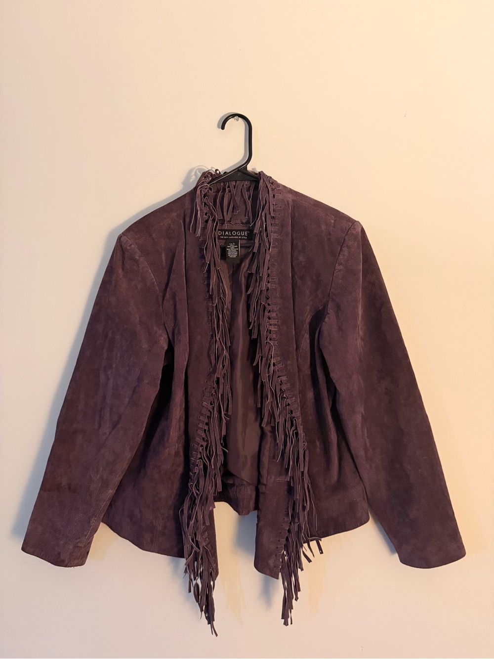 Dialogue Women's Purple Suede Leather Fringe Jacket - L